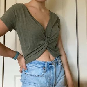 Khaki Green Wrap Top